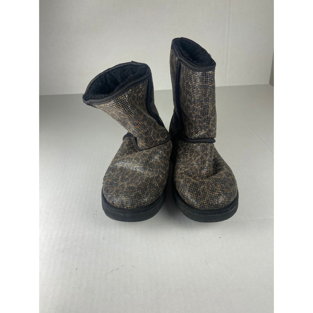 UGG Australia Women's Boots Metallic Gold Black Sparkle Cozy Lined Size 7